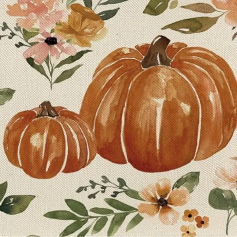 Pumpkin Table Runner Decorative Cloth Floral Decor Fall Decoration Thanksgiving